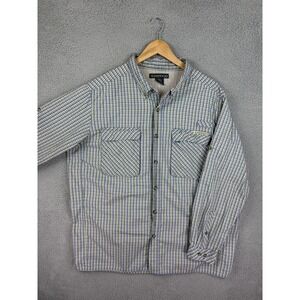 ExOfficio Shirt Mens 2XL Blue Plaid Vented Fishing Button Front Outdoor Camping
